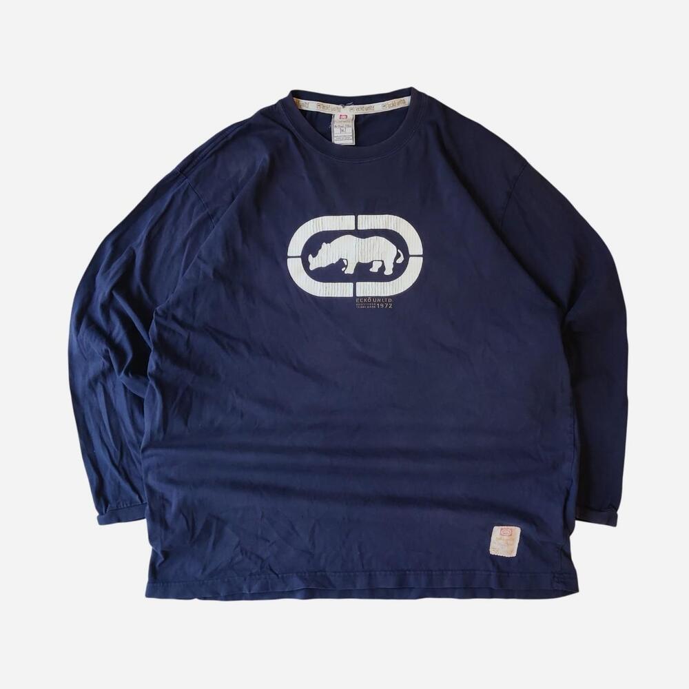 Y2K Ecko Unltd. Long Sleeve Shirt with White Rhino Graphic